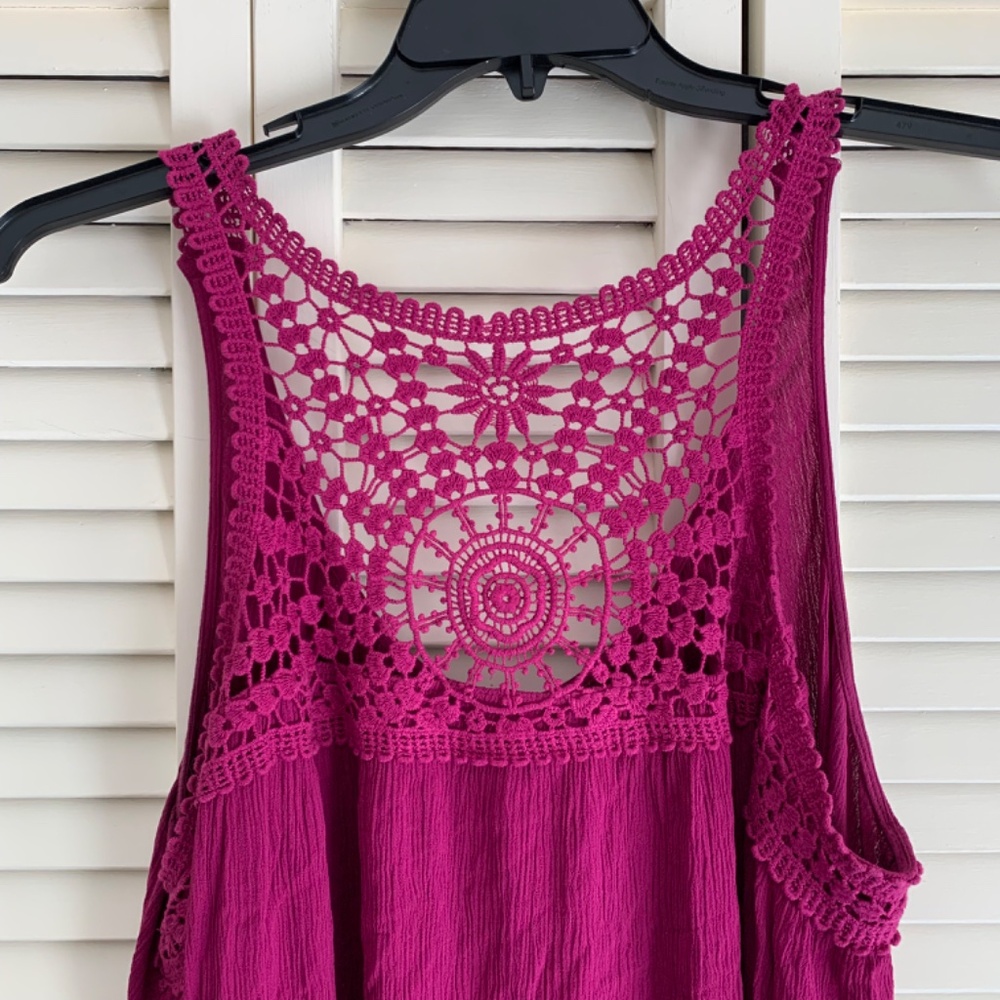Lane Bryant Plus Hot Fuchsia Pink Tank Cami Crochet  - Size 20